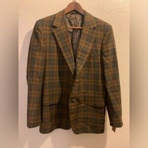 Towncraft Men's Plaid Blazer - Olive and Brown